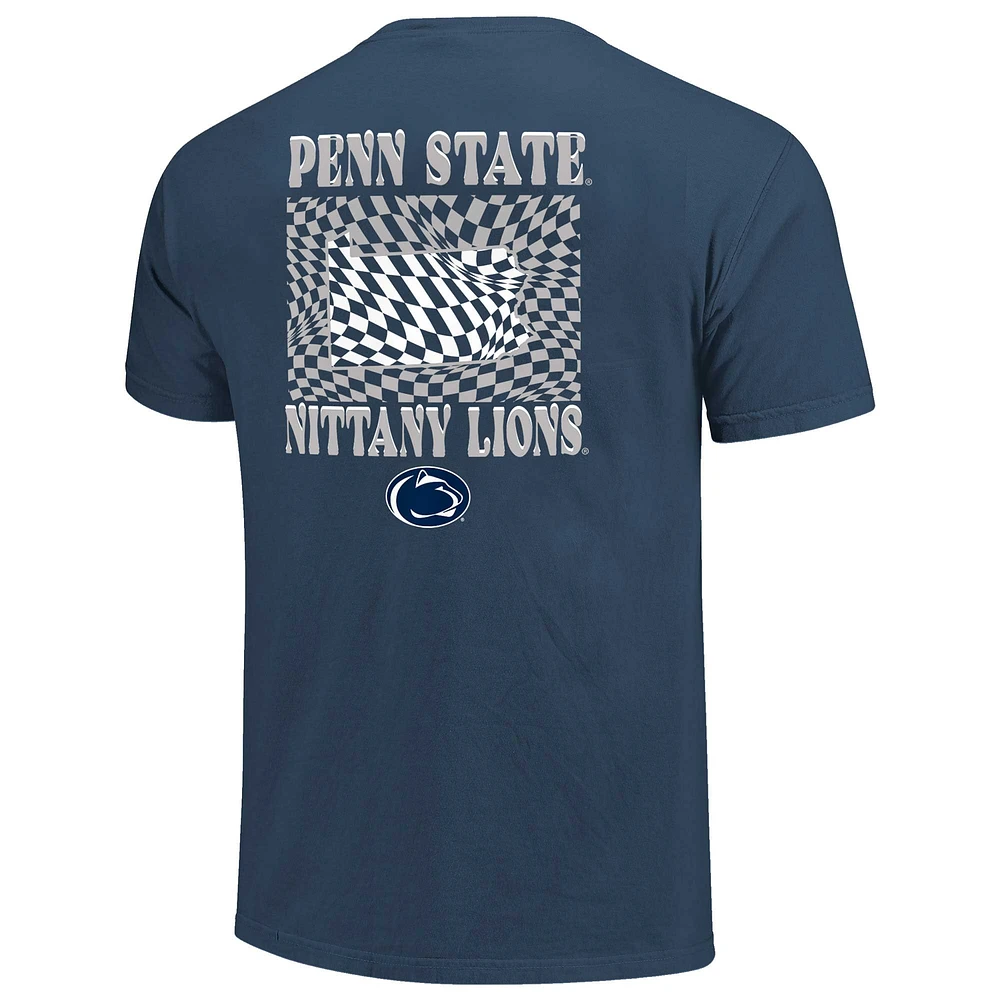 T-shirt mascotte à carreaux aux couleurs confortables des Penn State Nittany Lions pour femmes, bleu marine