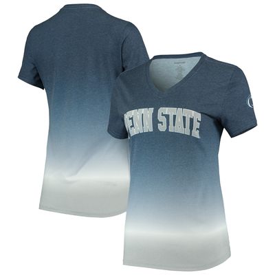 Women's Navy Penn State Nittany Lions Ombre V-Neck T-Shirt