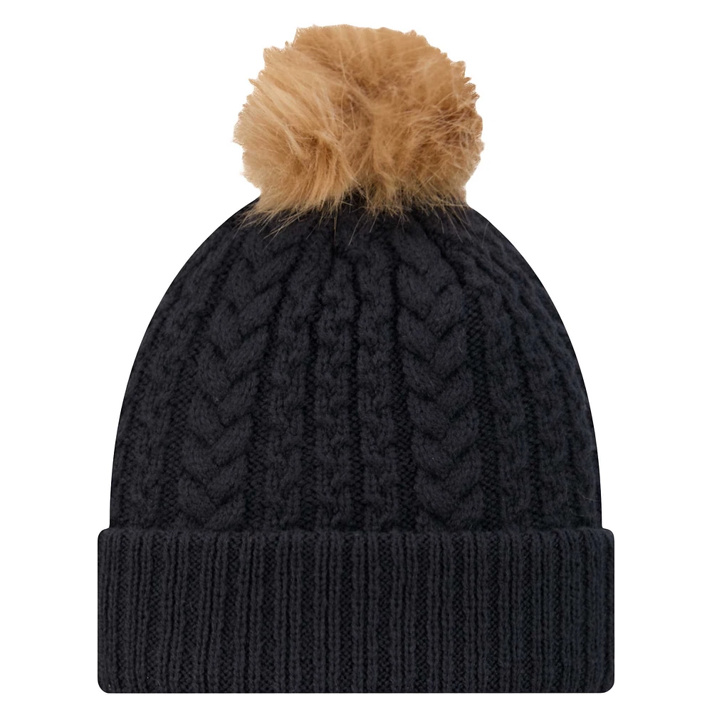 Women's New Era  Navy Penn State Nittany Lions Luxury Cuffed Knit Hat with Pom