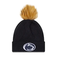 Women's New Era Navy Penn State Nittany Lions Snowy Cuffed Knit Hat with Pom