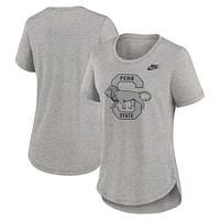 T-shirt Nike gris chiné Penn State Nittany Lions Legacy Tri-Blend pour femme