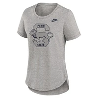 T-shirt Nike gris chiné Penn State Nittany Lions Legacy Tri-Blend pour femme