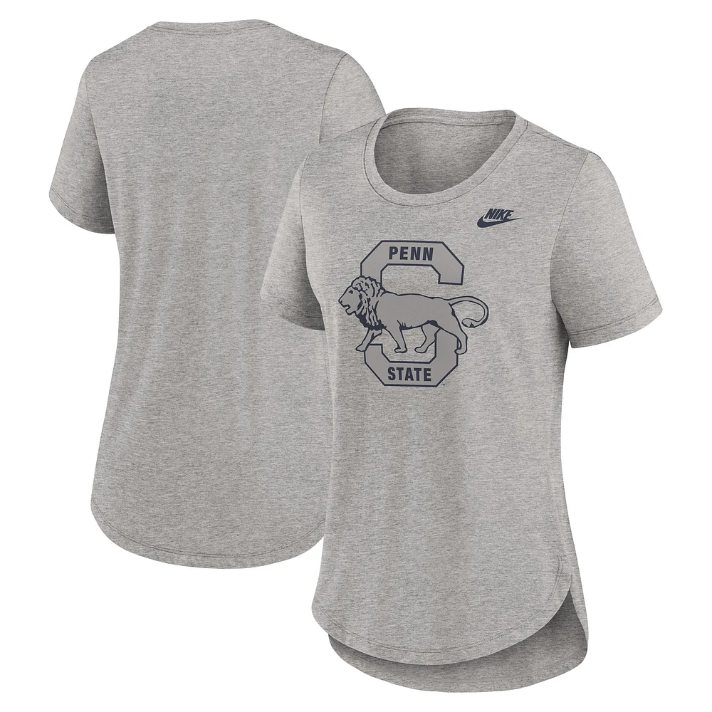 T-shirt Nike gris chiné Penn State Nittany Lions Legacy Tri-Blend pour femme