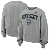 Sweat-shirt Nike gris chiné pour femme, modèle classique surdimensionné des Penn State Nittany Lions