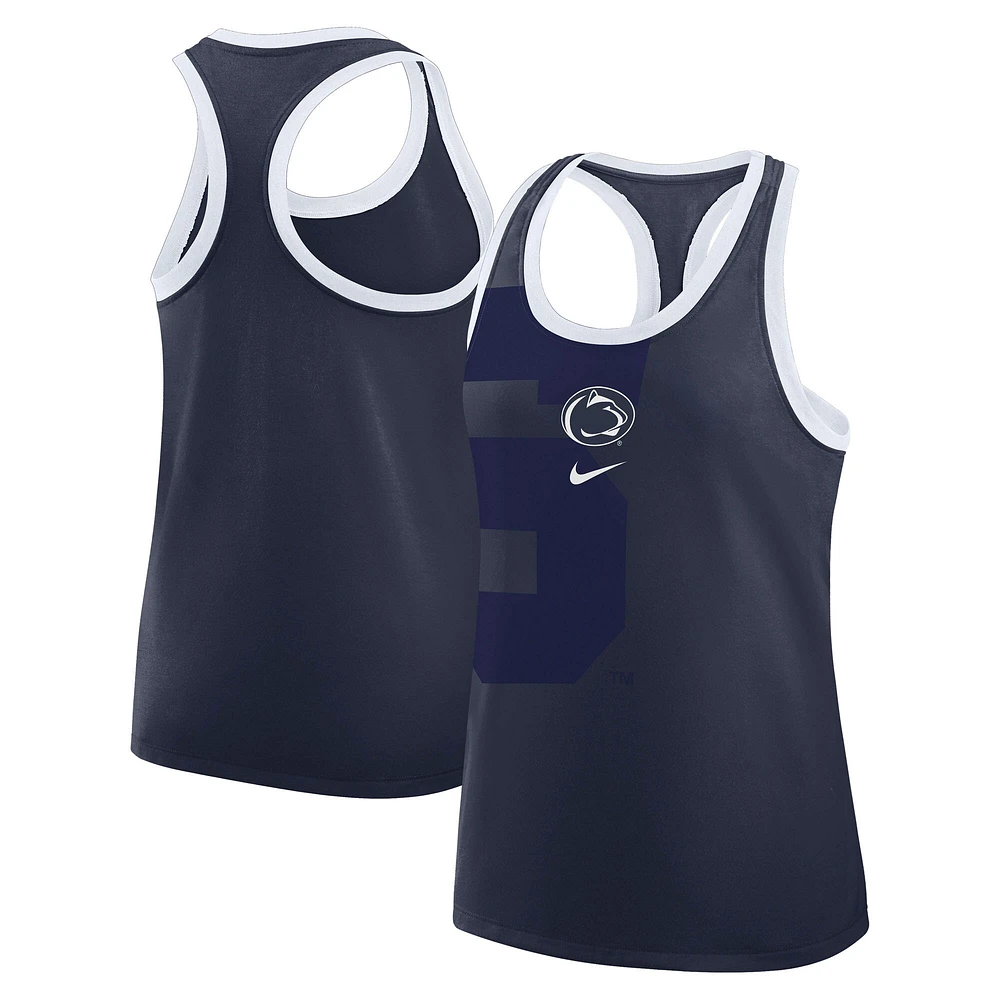 Débardeur Nike bleu marine Penn State Nittany Lions Primetime Racerback Tri-Blend pour femme