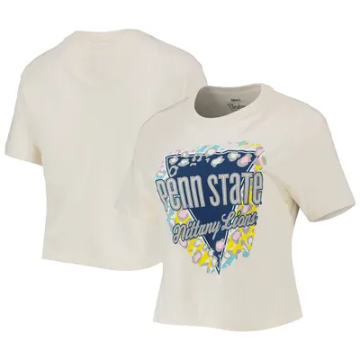 Penn State Nittany Lions Pressbox Women's Taylor Animal Print Cropped T-Shirt - Cream
