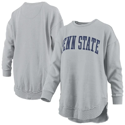 Women's Pressbox  Gray Penn State Nittany Lions Melange Poncho Vintage Fleece Long Sleeve Pullover Sweatshirt