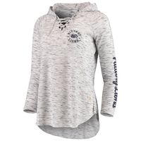 Women's Pressbox Gray Penn State Nittany Lions Space Dye Lace-Up V-Neck Long Sleeve T-Shirt