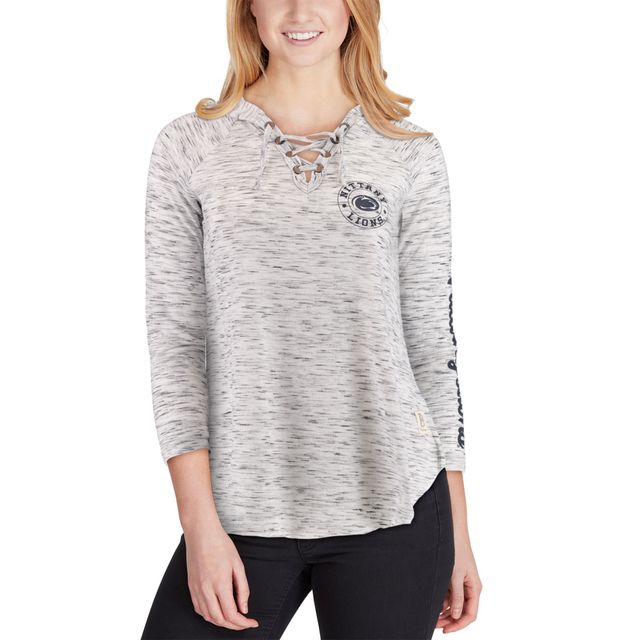 Pressbox Femme Gris Penn State Nittany Lions T-shirt à manches longues et lacets Space Dye