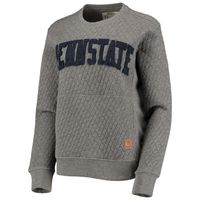 Women's Pressbox Heather Charcoal Penn State Nittany Lions Moose Quilted Pullover Sweatshirt