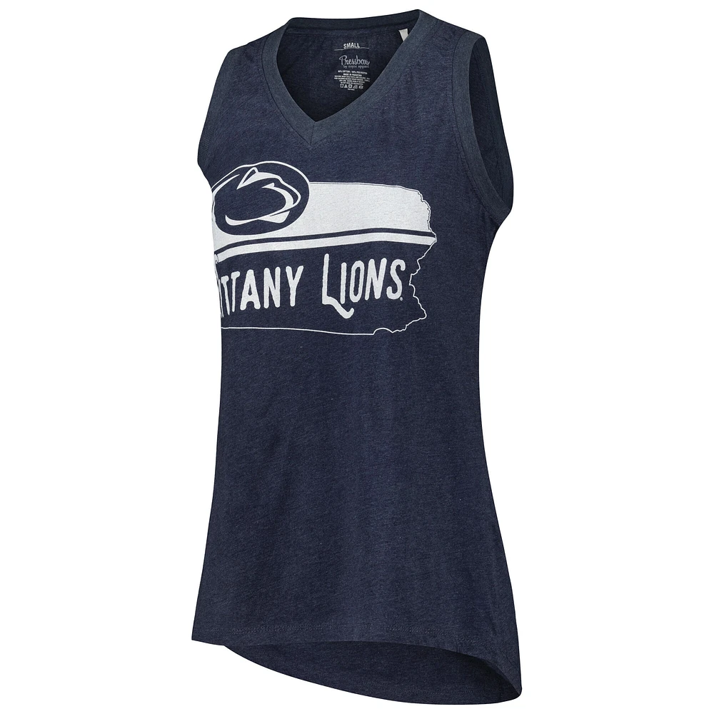 Débardeur à col en V Pressbox Penn State Nittany Lions Ferris Melange bleu marine pour femmes