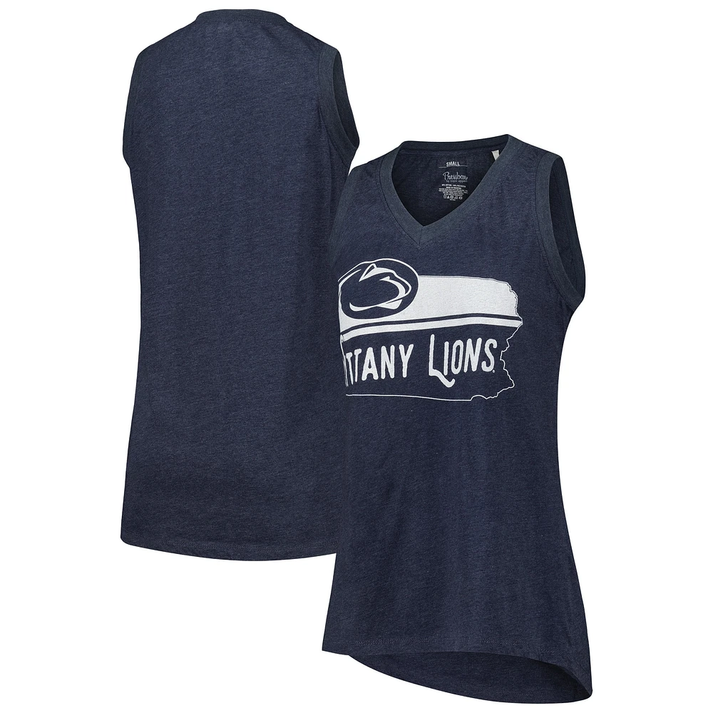 Women's Pressbox Navy Penn State Nittany Lions Ferris Melange V-Neck Tank Top