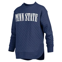 Women's Pressbox Navy Penn State Nittany Lions Quilted Long Sleeve Pullover Sweatshirt