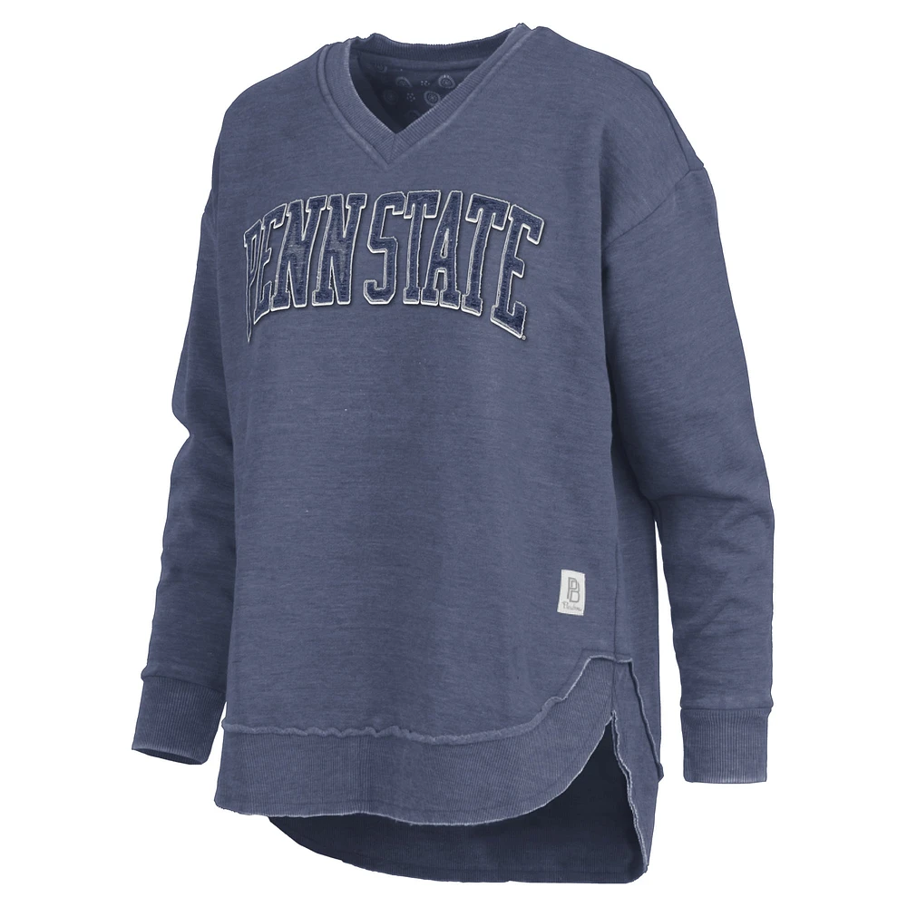 Sweat-shirt à col en V et poncho Westin pour femme avec logo Penn State Nittany Lions bleu marine