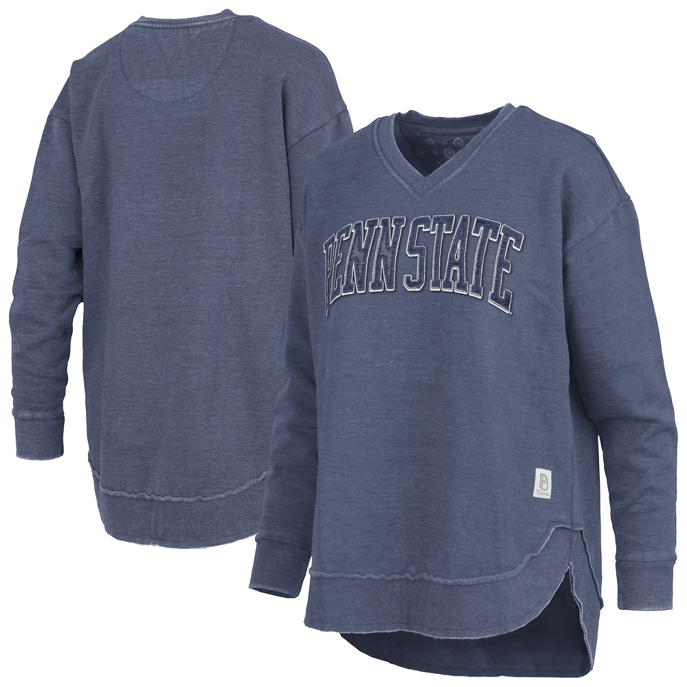 Women's Pressbox  Navy Penn State Nittany Lions Westin Poncho V-Neck Pullover Sweatshirt