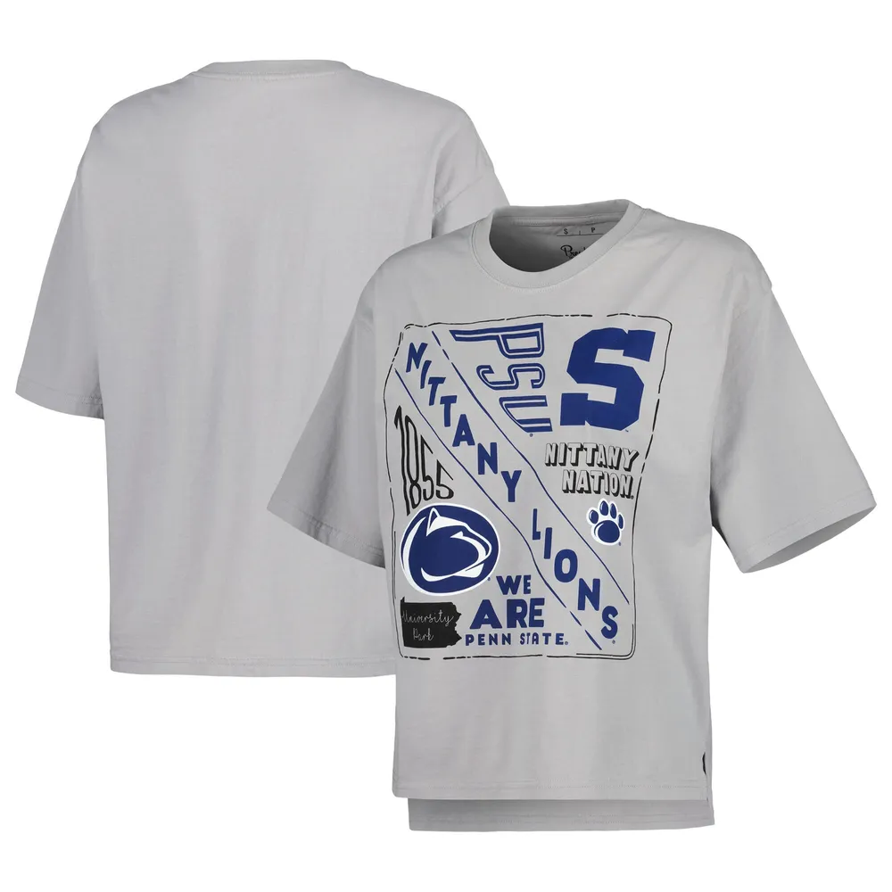 T-shirt Femme Pressbox Silver Penn State Nittany Lions Rock & Roll School of