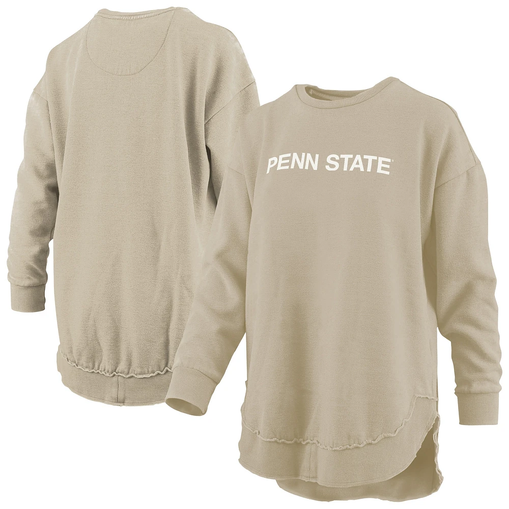 Women's Pressbox Tan Penn State Nittany Lions Poncho Fleece Pullover Sweatshirt