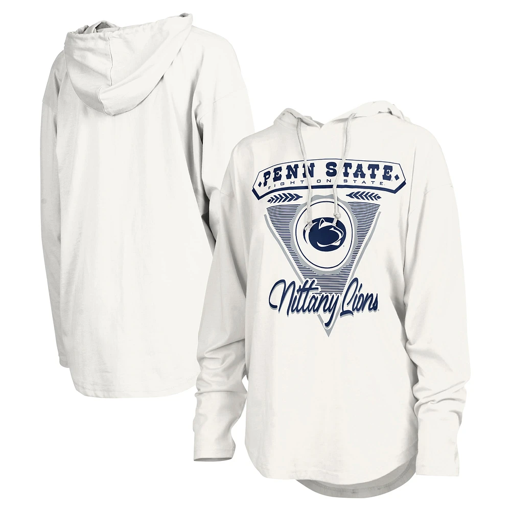 T-shirt à capuche blanc manches longues pour femmes Pressbox Penn State Nittany Lions San Bruno