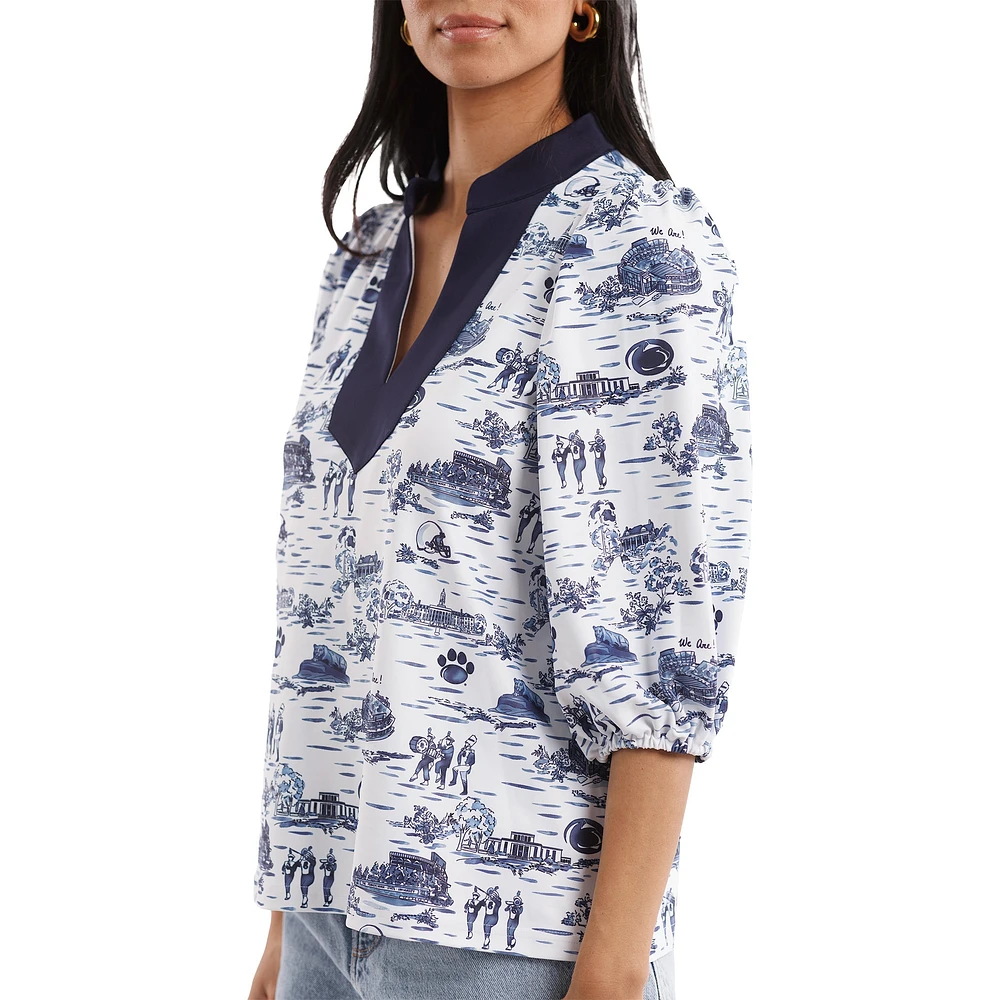 Haut Eliza blanc/bleu marine pour femme de la collection Tailgate des Nittany Lions Penn State