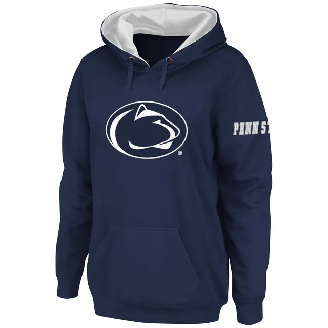 Women's Navy Penn State Nittany Lions Plus Size Color-Block Pullover Hoodie