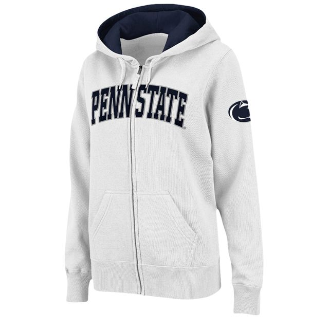 Sweat à capuche entièrement zippé avec nom arqué Nittany Lions de Penn State Stadium Athletic pour femme, blanc