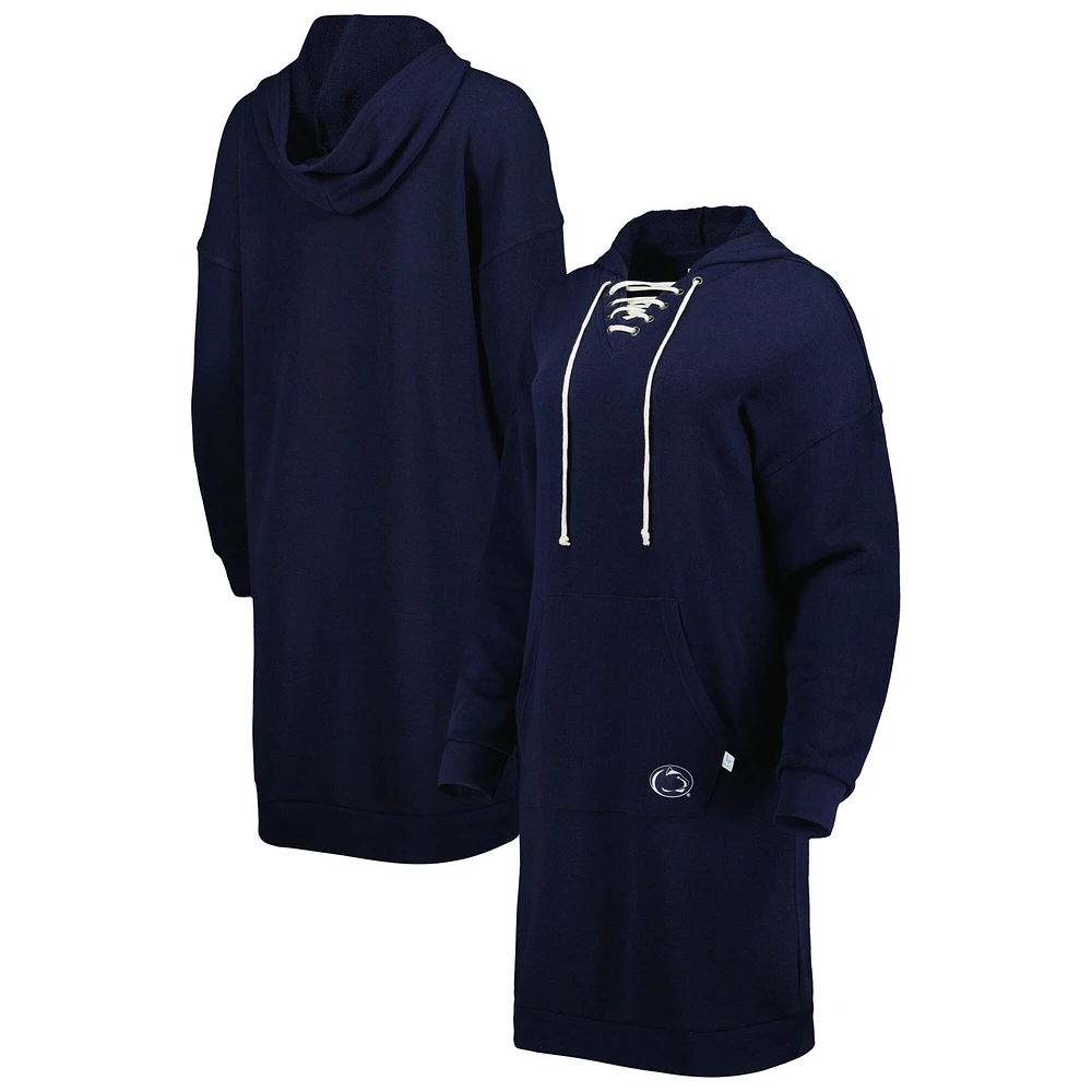 Robe à capuche et col en V lacets Touch Navy Penn State Nittany Lions pour femme