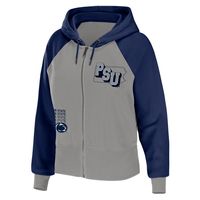 Women's WEAR by Erin Andrews Gray Penn State Nittany Lions Raglan Full-Zip Hoodie