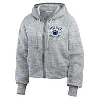 Sweat à capuche entièrement zippé Speckle Double-Hit Raglan de Penn State Nittany Lions pour femme par Erin Andrews Heather Gray