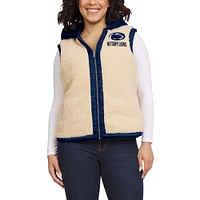 Women's WEAR by Erin Andrews Navy/Cream Penn State Nittany Lions Reversible Full-Zip Hoodie Vest