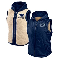 Women's WEAR by Erin Andrews Navy/Cream Penn State Nittany Lions Reversible Full-Zip Hoodie Vest