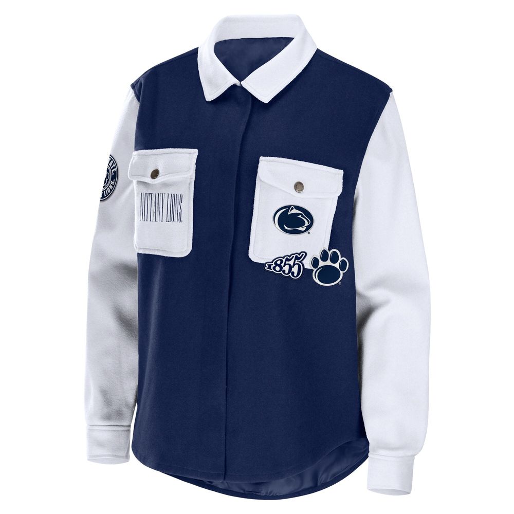 Women's WEAR by Erin Andrews Navy Penn State Nittany Lions Button-Up Shirt Jacket