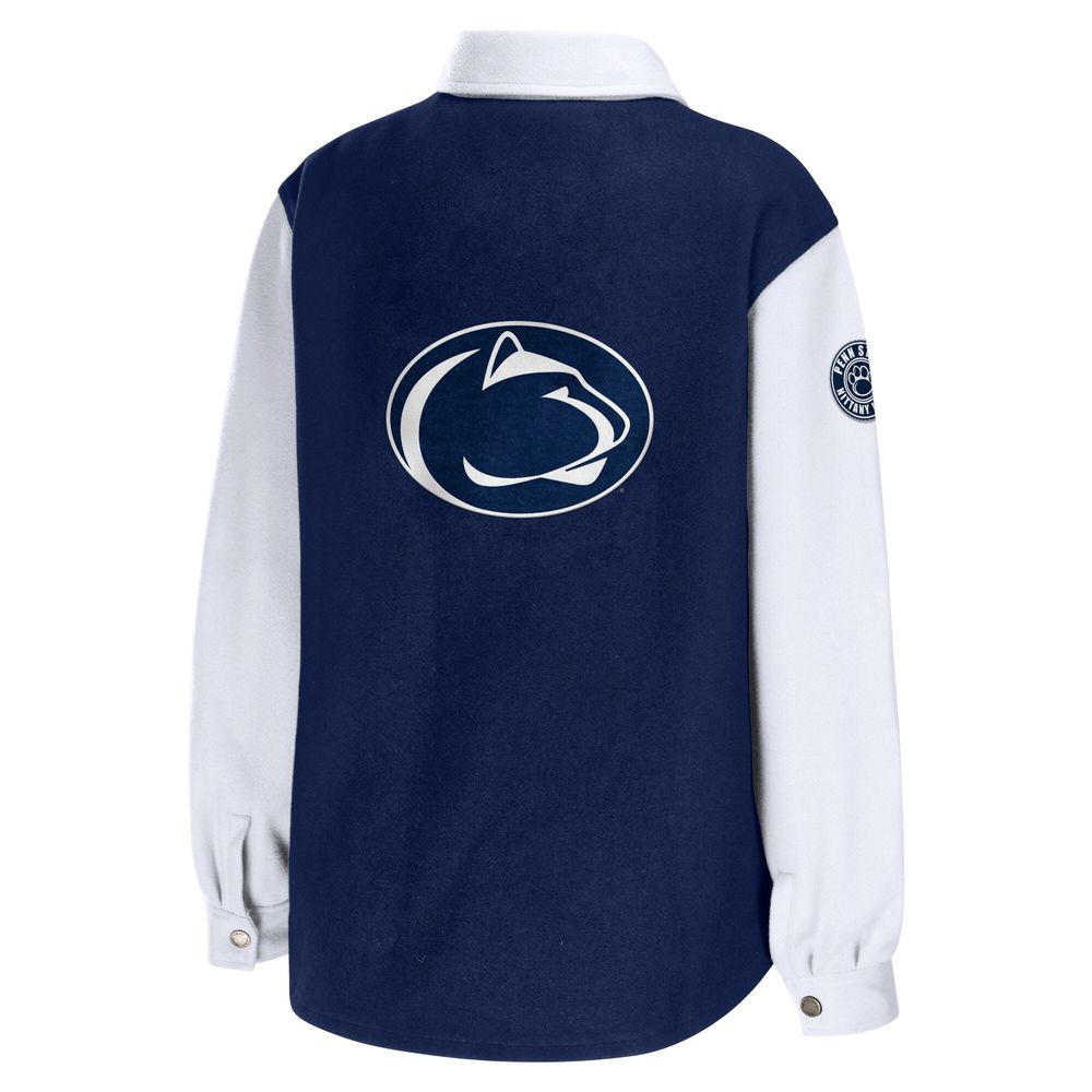 Women's WEAR by Erin Andrews Navy Penn State Nittany Lions Button-Up Shirt Jacket