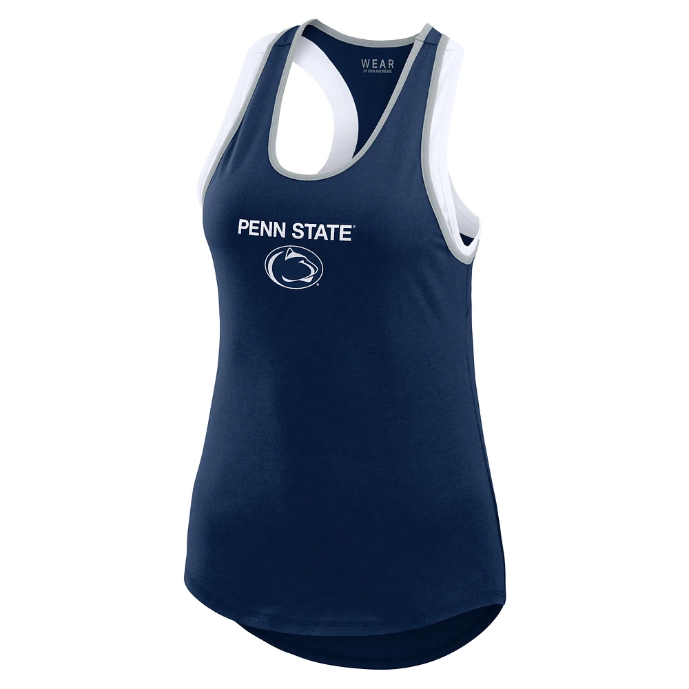 Women's WEAR by Erin Andrews Navy Penn State Nittany Lions Open Hole Razorback Tank Top