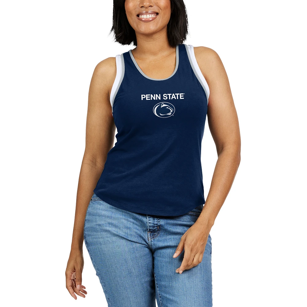 Women's WEAR by Erin Andrews Navy Penn State Nittany Lions Open Hole Razorback Tank Top