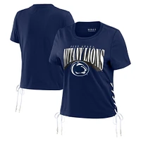 T-shirt court modeste à lacets sur le côté des Penn State Nittany Lions WEAR by Erin Andrews pour femmes, bleu marine