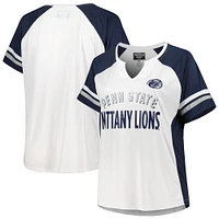 T-shirt Penn State Nittany Lions blanc taille plus à rayures et encolure raglan pour femme