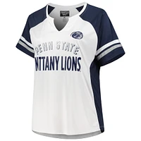 T-shirt Penn State Nittany Lions blanc taille plus à rayures et encolure raglan pour femme