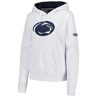 Sweat à capuche blanc avec grand logo de l'équipe Nittany Lions Penn State pour femmes