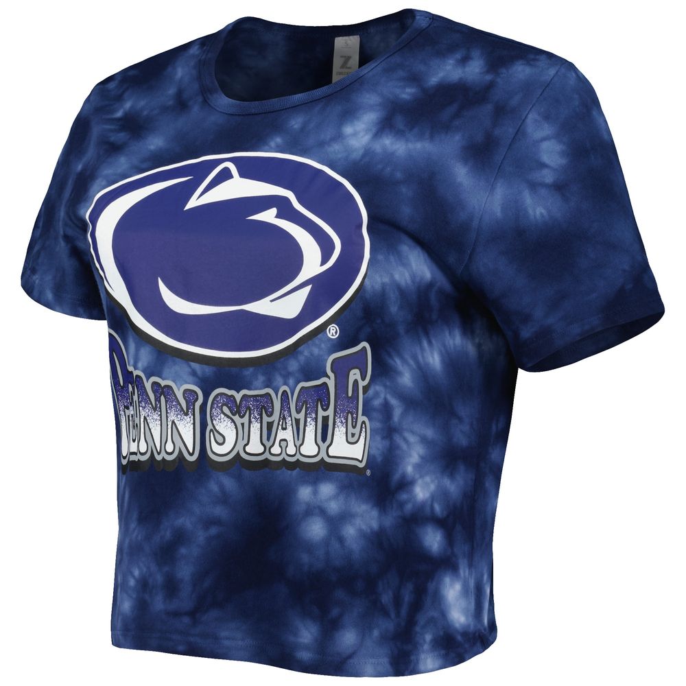 Women's ZooZatz Navy Penn State Nittany Lions Cloud-Dye Cropped T-Shirt