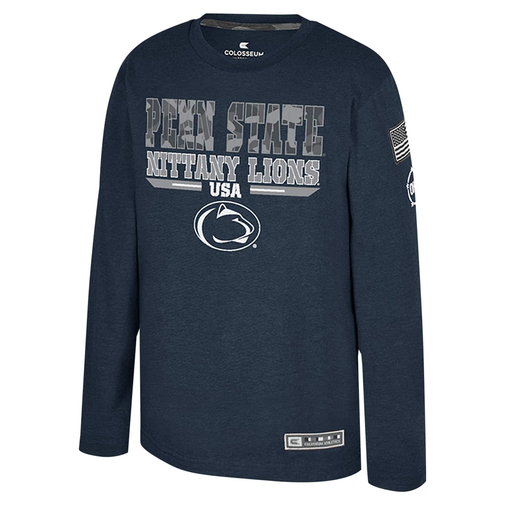 Youth Colosseum Heather Navy Penn State Nittany Lions OHT Military Appreciation Oorah Long Sleeve T-Shirt