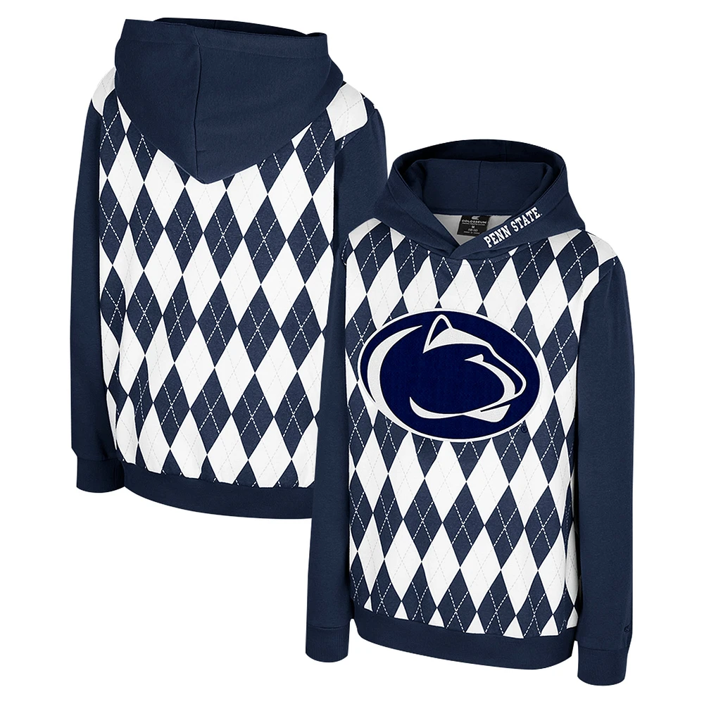 Sweat à capuche enfiler The Dealio Argyle Navy Penn State Nittany Lions pour jeunes Colosseum