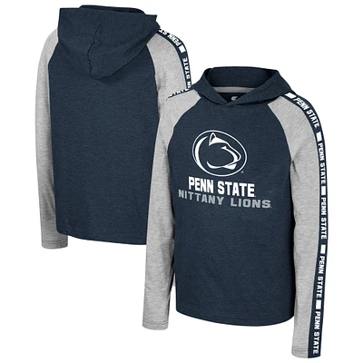 T-shirt à capuche manches longues pour jeunes Colosseum Navy Penn State Nittany Lions Ned Raglan