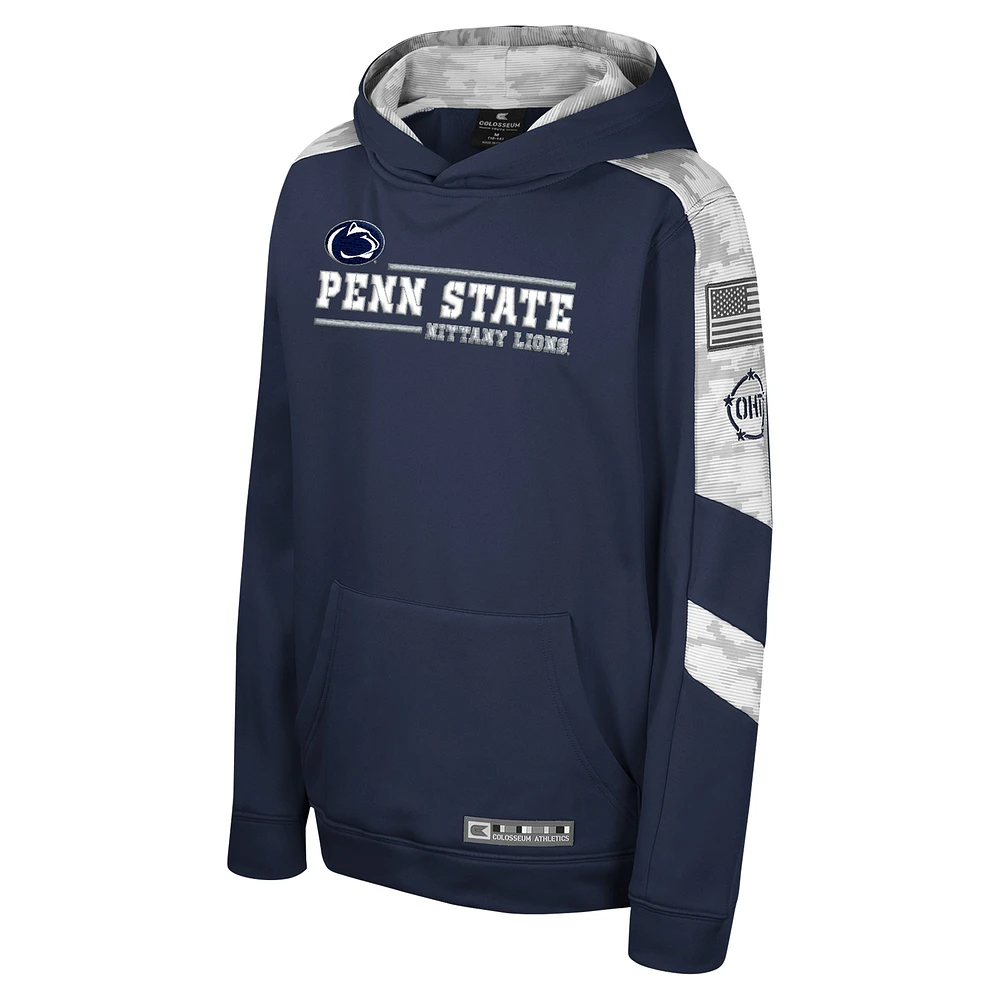 Sweat à capuche camouflage numérique Cyclone pour jeunes Colosseum Navy Penn State Nittany Lions OHT