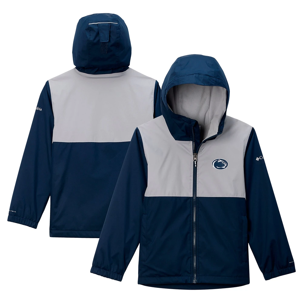 Youth Columbia  Navy Penn State Nittany Lions Rainy Fields Lined Hoodie Full-Zip Jacket