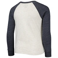 Youth League Collegiate Wear Heathered Navy Penn State Nittany Lions Baseball Tri-Blend Raglan Long Sleeve T-Shirt