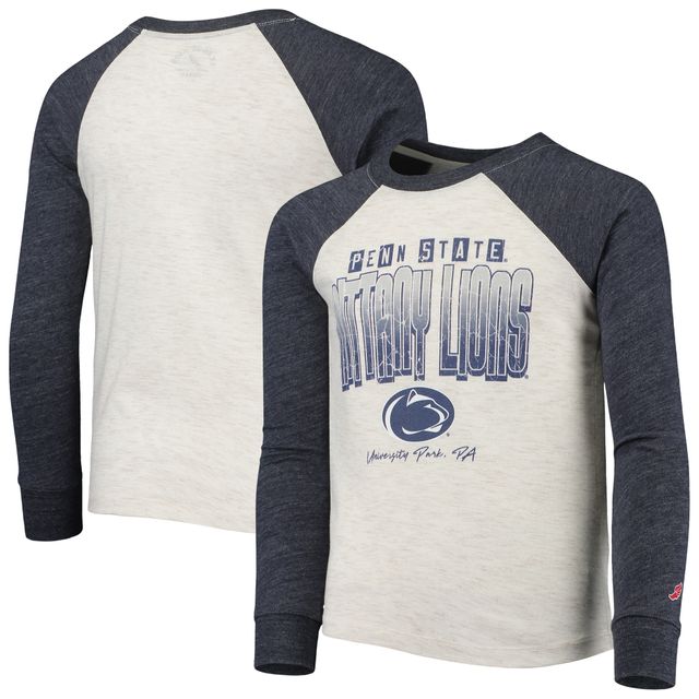 Youth League Collegiate Wear Heathered Navy Penn State Nittany Lions Baseball Tri-Blend Raglan T-shirt à manches longues