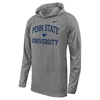 T-shirt à manches longues et capuche avec logo superposé Penn State Nittany Lions pour jeunes Nike gris