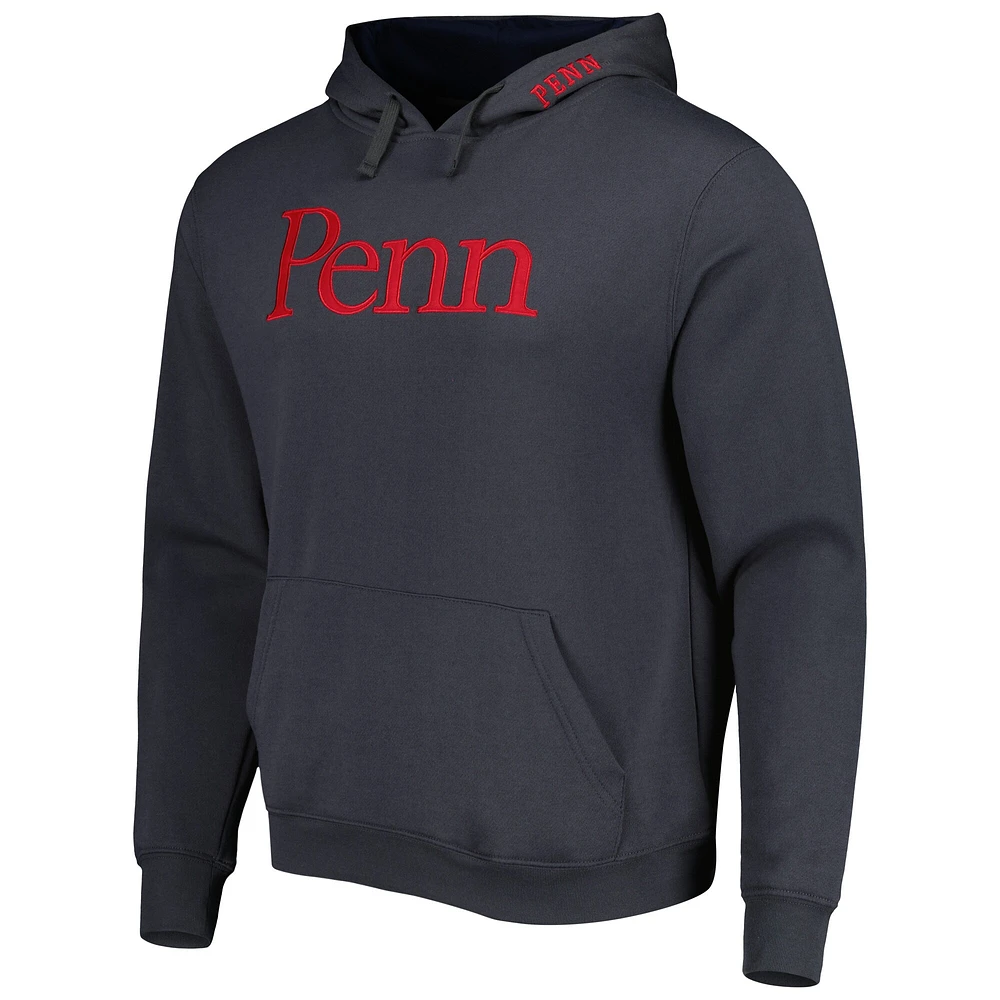 Men's Colosseum Charcoal Pennsylvania Quakers Team Arch and Logo Pullover Hoodie