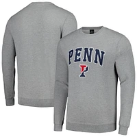 Men's Colosseum Heather Gray Pennsylvania Quakers Arch & Logo Pullover Sweatshirt