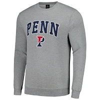 Men's Colosseum Heather Gray Pennsylvania Quakers Arch & Logo Pullover Sweatshirt